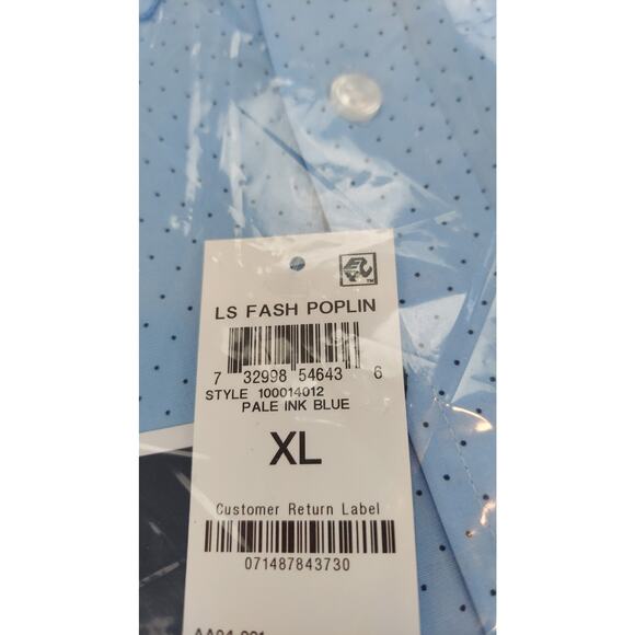 Club Room Men's Button Down Long Sleeve Shirt NEW Pale Ink Blue Dot Stretch XL - Picture 3 of 4